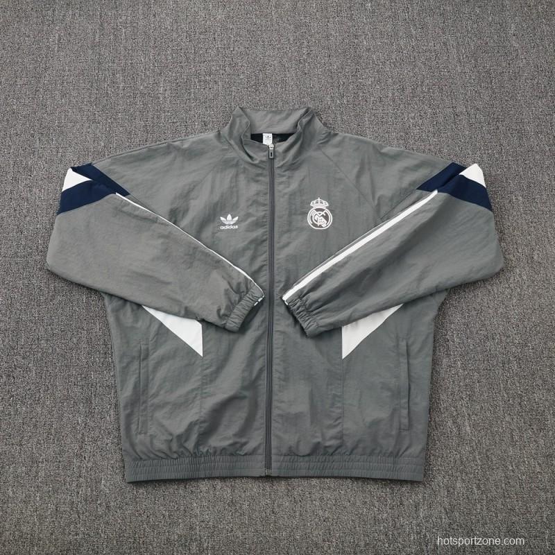 25/26 Real Madrid Grey S-3XL Half Zipper Jacket+Long Pants