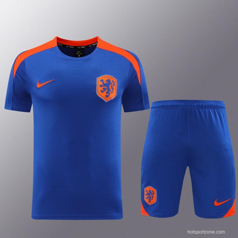 2025 Netherlands Blue Short Sleeve+Soccer Shorts