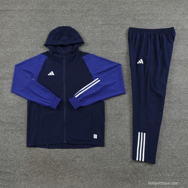 2025 Adidas Royal Blue Half Zipper Jacket+Long Pants S-2XL