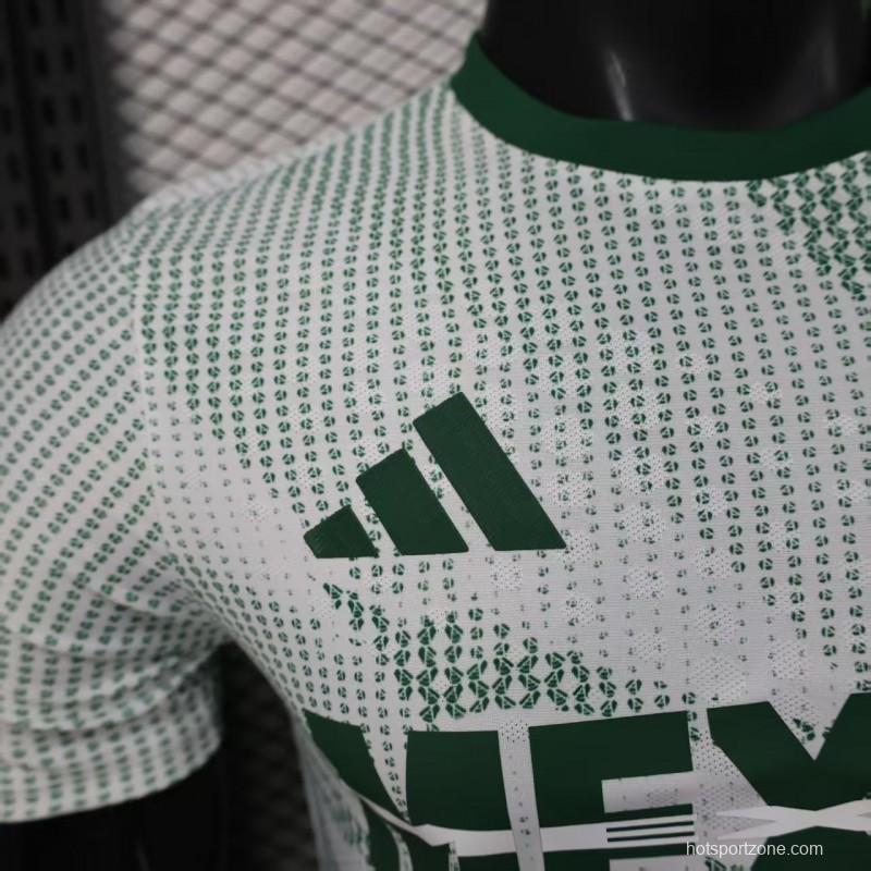 2025 Player Version  Mexico Away White with Halftone Dot Pattern World Cup Commemorative Jersey