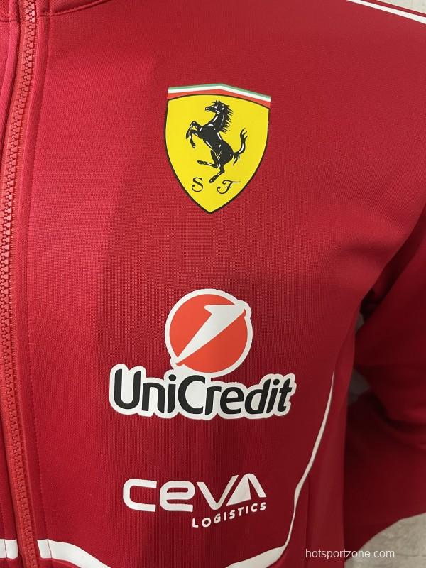 2025 F1 Scuderia Ferrari Red with White Stripe Team Jacket