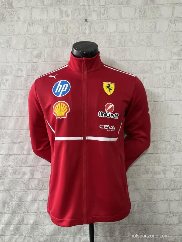 2025 F1 Scuderia Ferrari Red with White Stripe Team Jacket