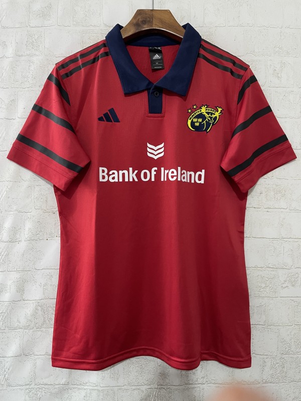 25/26 Munster Rugby Red with Navy and Grey Stripes Jersey