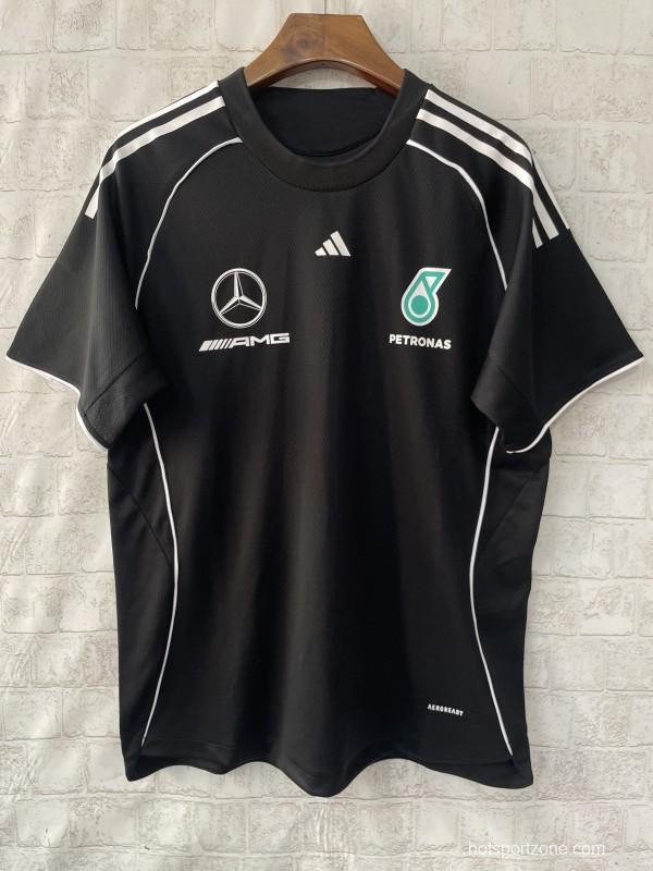 25/26  F1  Mercedes-AMG Petronas Black with White Stripes Training Jersey