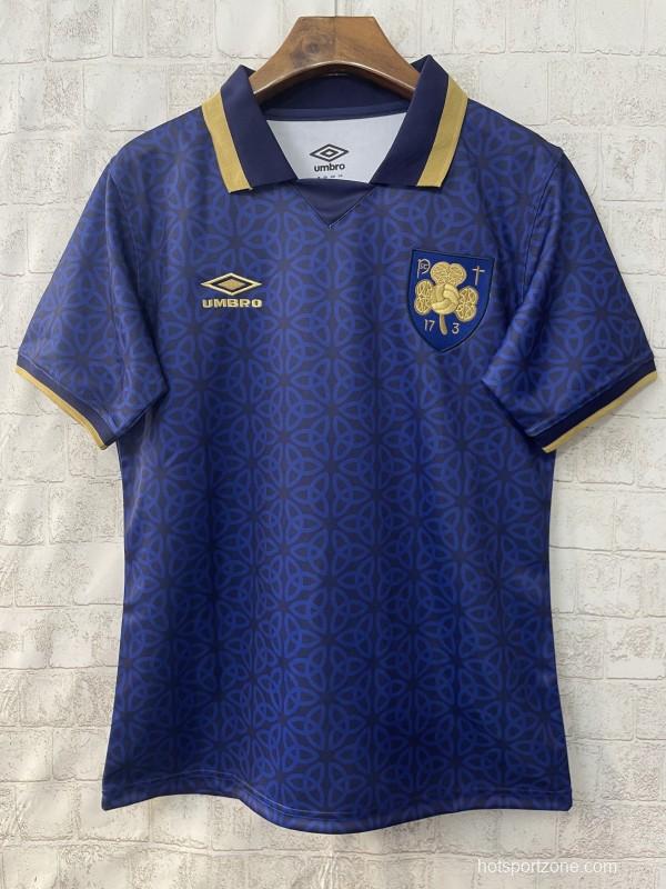 2025 Ireland Blue with Gold Trim and Geometric Pattern Jersey