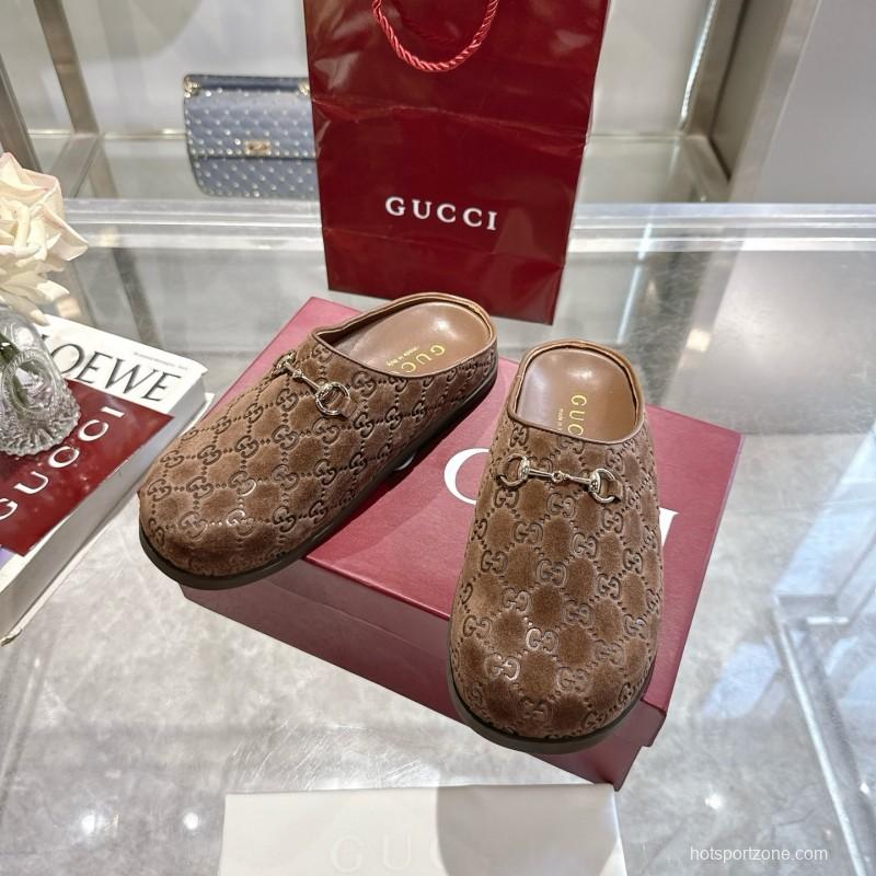 Gucci Leather GG Embossed Horsebit Mule Sandals - LY00240