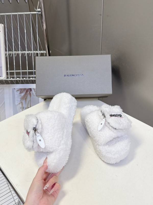 Balenciaga 2025 SS Couple Edition Coca-Cola Fur Slides - KFY00230