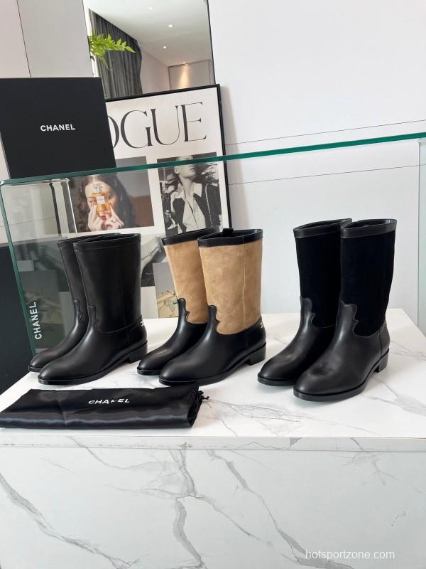 Adidas 2025 SS Suede Color-Block Slip-On Equestrian Boots Retro Western Cowboy Boots - LY00350