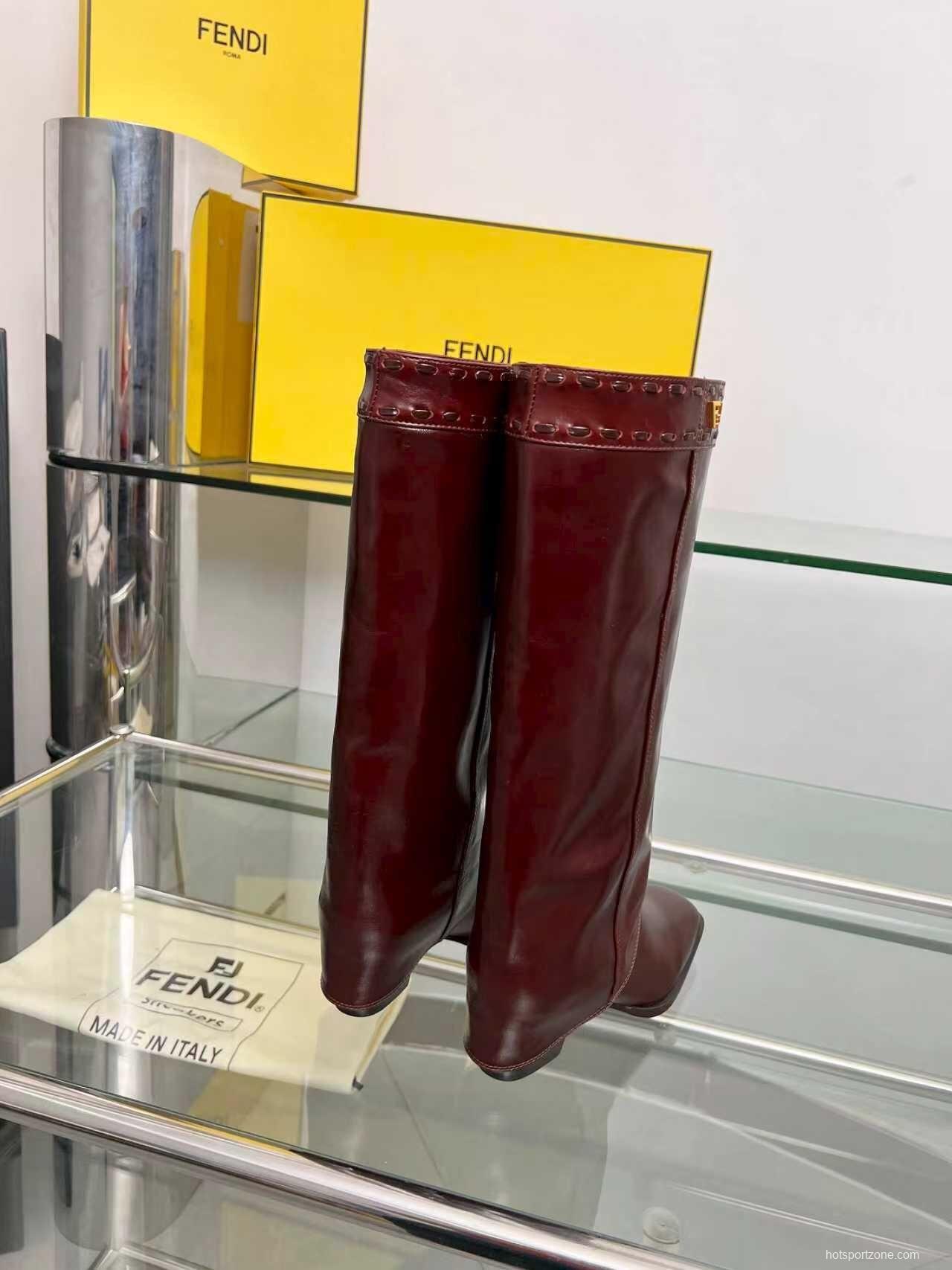 FENDI 2025 SS Wide Leg Boots with Block Heel - LY00510