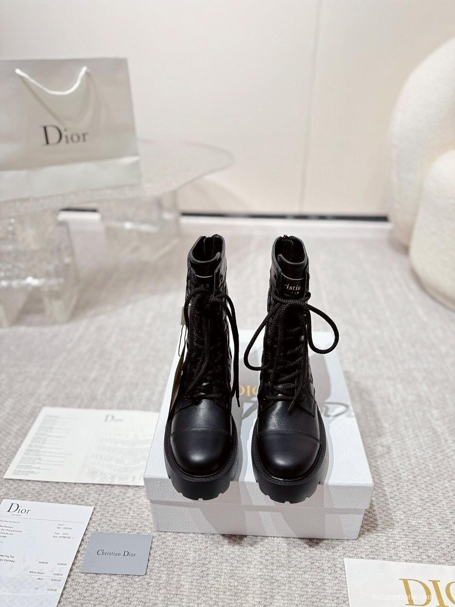 DIOR CHRONO Embroidered Motorcycle Ankle Boots - LY00390