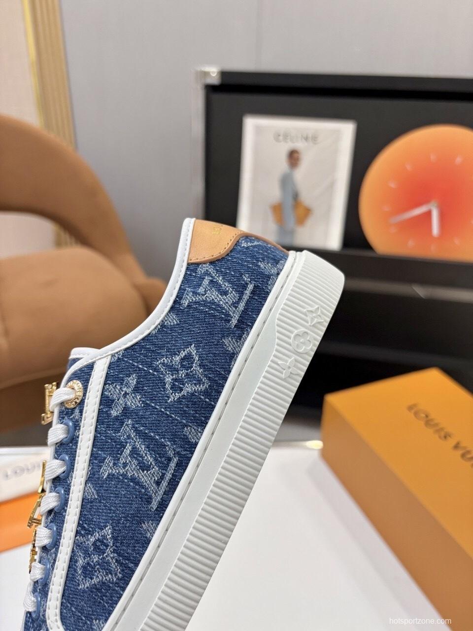 Louis Vuitton Lagoon Series Monogram Denim Sneakers with Leather Accents - AS00300