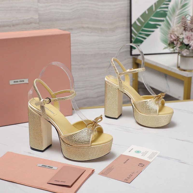 MIUMIU Bling Bling Swarovski Crystal Sandals with 11.5cm Heel - KFY00340