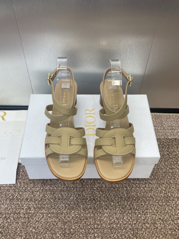 Dior D-Club Jelly Color Hollow Layered Cross Strap Mid Heel Women's Shoes - KFY00290