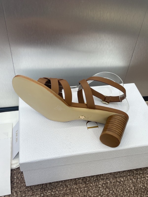 Dior D-Club Jelly Color Hollow Layered Cross Strap Mid Heel Women Shoes - KFY00290