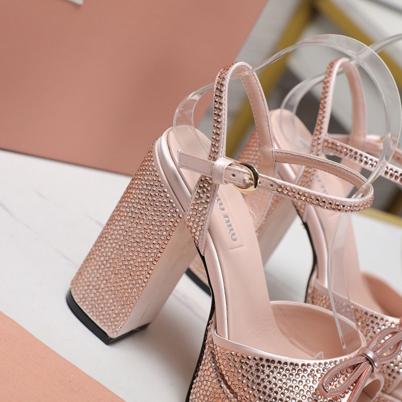 MIUMIU Bling Swarovski Crystal Sandals with 11.5cm Heel - KFY00340