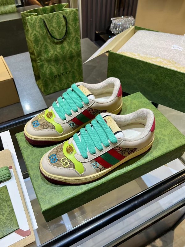 Gucci Distressed Sneakers 2025 SS Retro Design with Metal GG Logo - AS00270