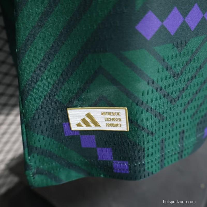 Player Version 2026 Saudi Arabia Home Green with Geometric Diamond Pattern Jersey