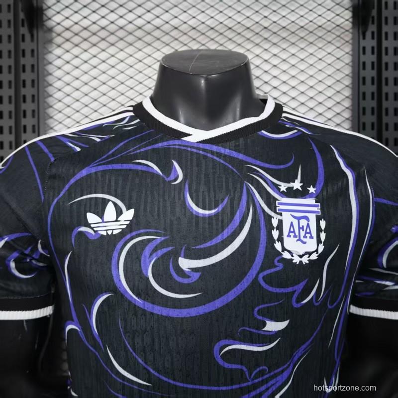 Player Version 2026 Argentina Third Black with Artistic Swirl Pattern Jersey