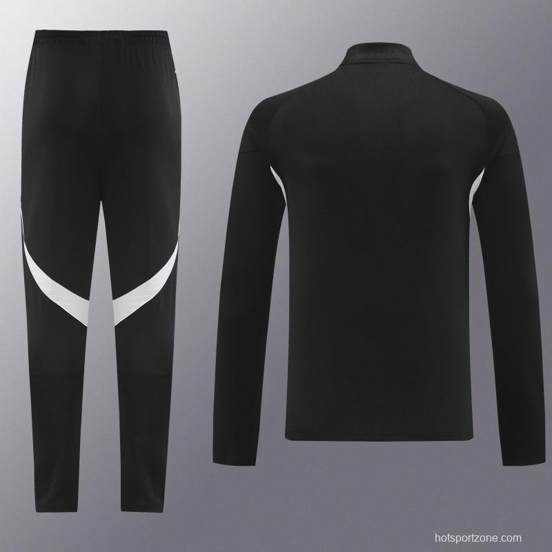 25/26  Adidas Black Full zipper Jacket Tracksuit+ long pants