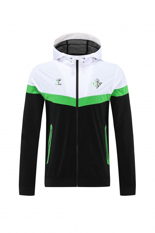 25/26 Real Betis White Black Green  Full zipper Jacket Tracksuit+ long pants