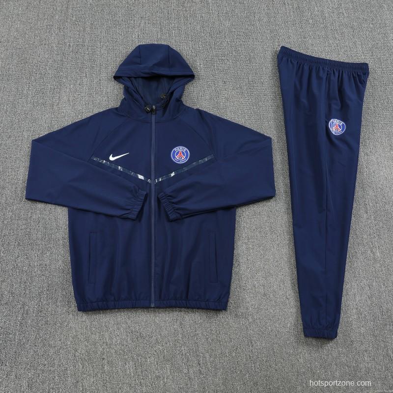 25/26 Paris Navy Blue Full zipper Jacket Tracksuit+ long pants