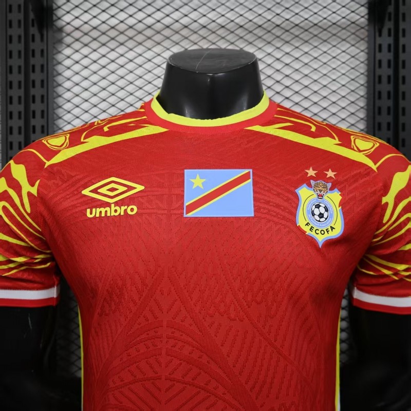 Player Version 2026 DR Congo Away Red Yellow Flame Jersey