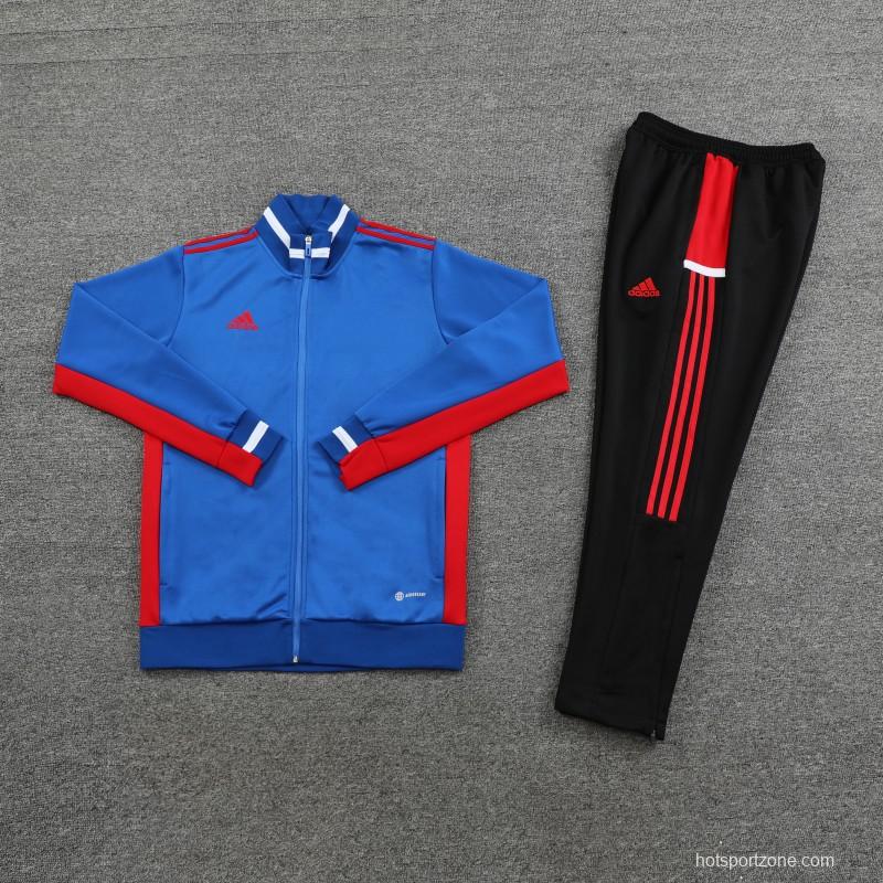 2026 Adidas Blue Full Zipper Jacket + Black Long Pants