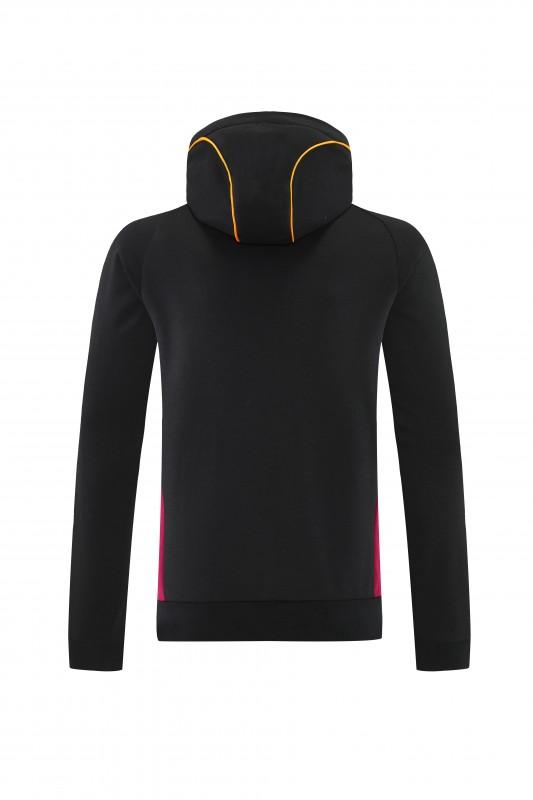 26/27 Roma Black Full Zipper Hooded Jacket Tracksuit + Long Pants