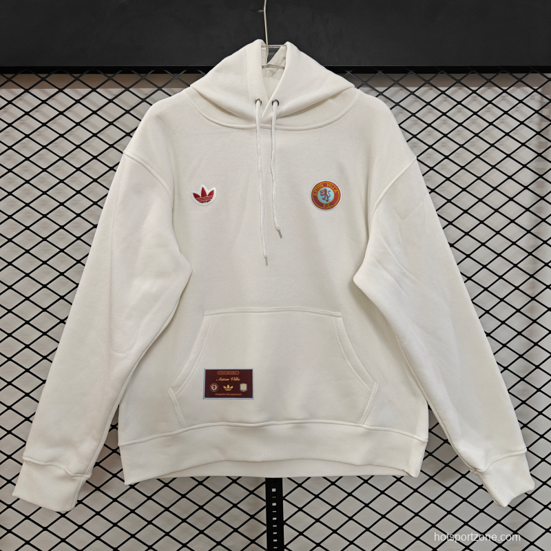 Player Version 2026  Aston Villa x Adidas Home Embroidered Fleece Hoodie 9 Colors