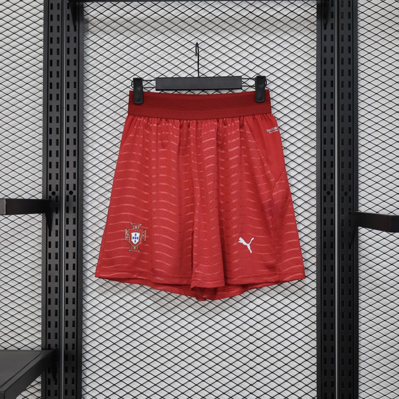 2026 Player Version Portugal Red with Wave Pattern Shorts