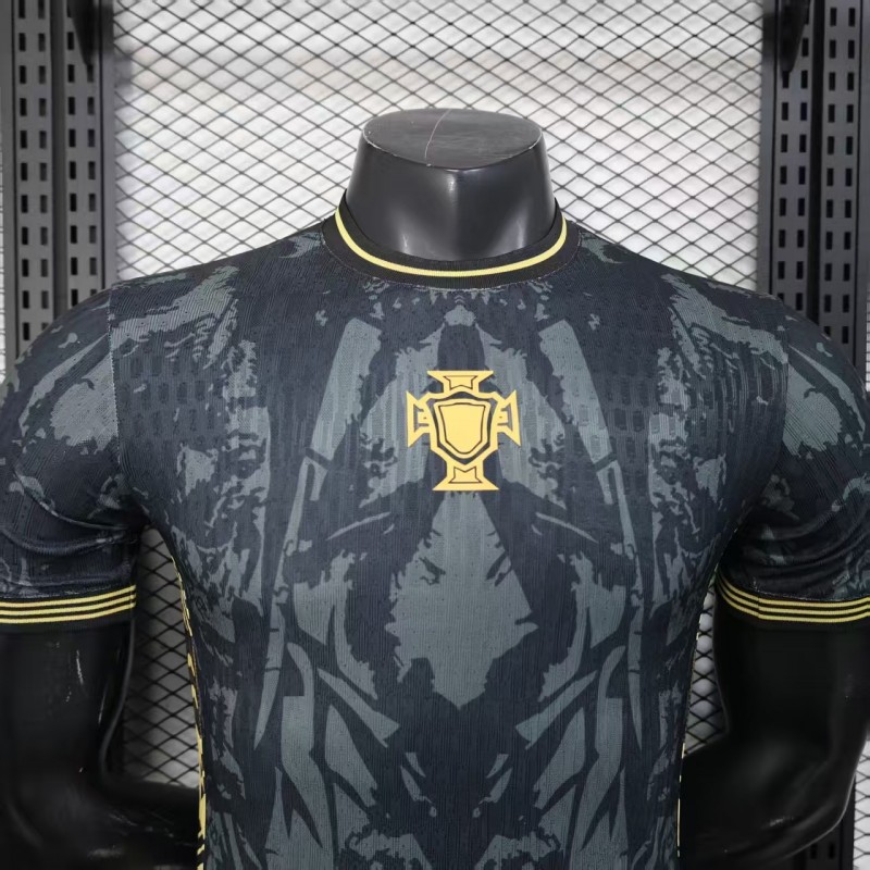 2026 Player Version Portugal Dark Grey with Abstract Graphic Pattern Jersey