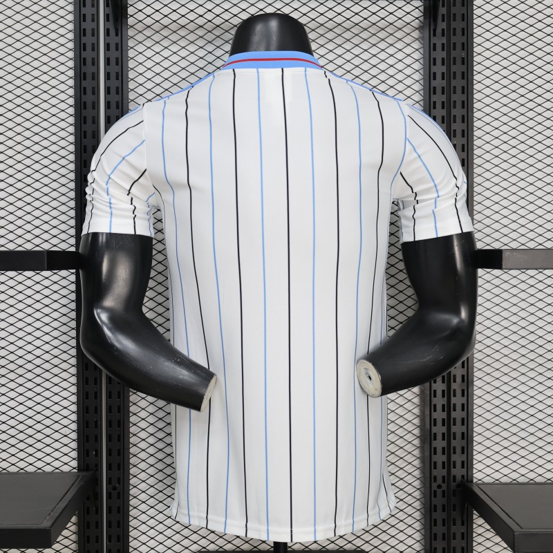 2026 Player Version DR Congo White with Black and Blue Pinstripes Jersey