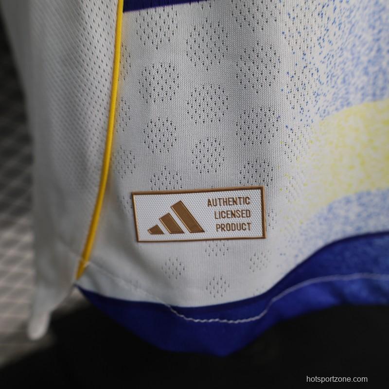 25/26 Player Version Boca Juniors White with Blue and Yellow Gradient Horizontal Stripes Jersey