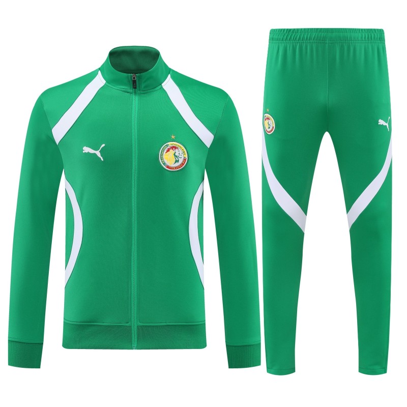 26/27 Senegal Green & White  Full Zipper Jacket Tracksuit + Long Pants