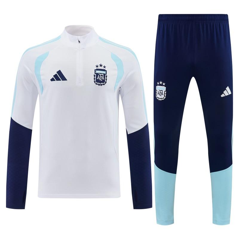26/27 Argentina White Half Zipper Jacket  Tracksuit + Long Pants