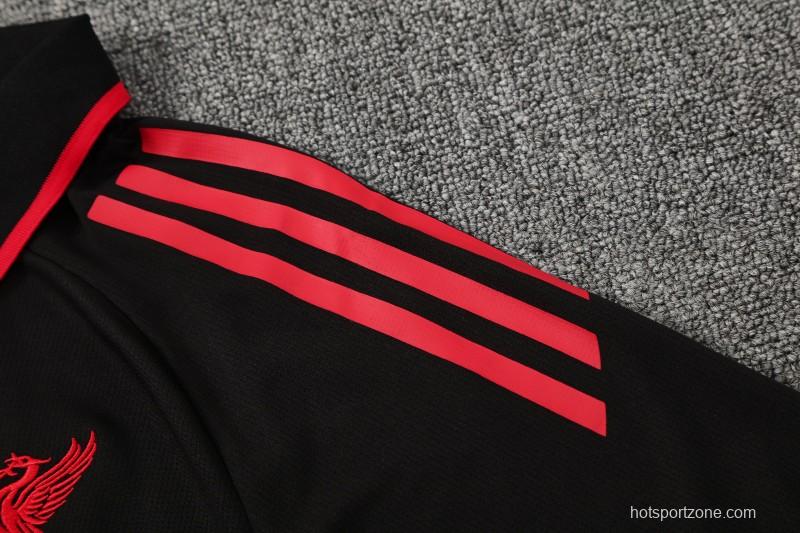 26/27 Liverpool Black Polo Training Shirt + Long Pants Tracksuit