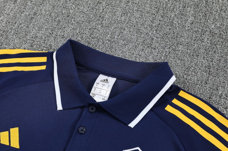 26/27  Boca Juniors Navy Blue Polo Training Shirt + Long Pants Tracksuit