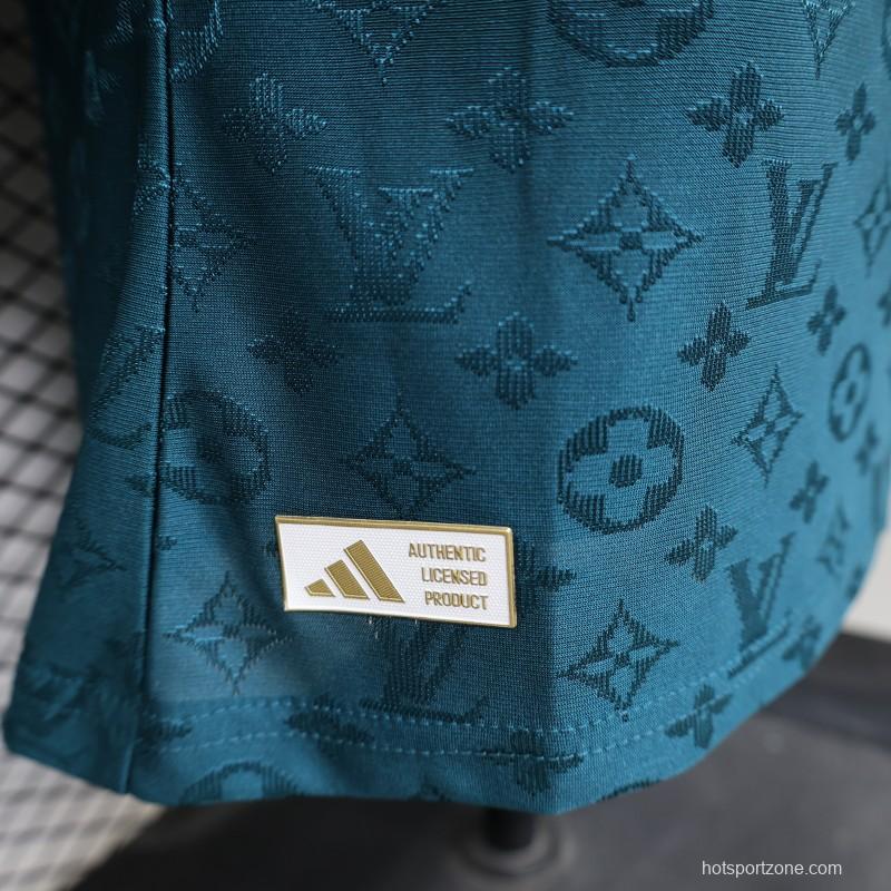 Player Version 2026 Real Madrid × Louis Vuitton Teal LV Monogram Adidas Collab Special Edition Jersey