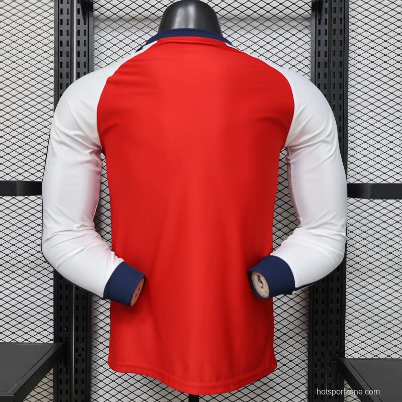 Player Version 2026  Arsenal x Adidas Originals Retro Red with White Long Sleeve Raglan Home Jersey