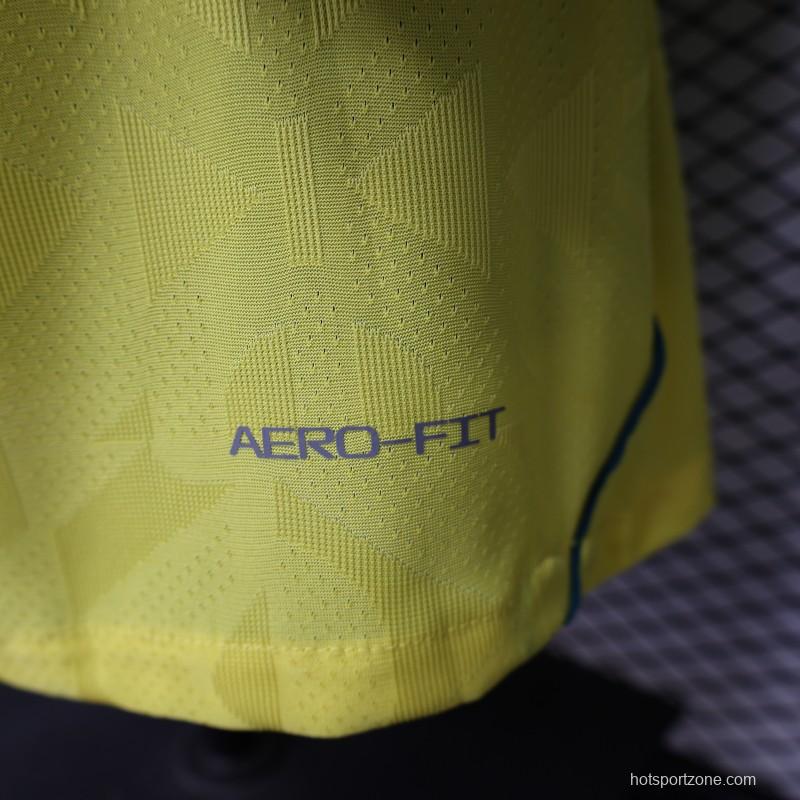 Player Version 2026 Brazil  Yellow with Geometric Pattern Home Long Sleeve Jersey