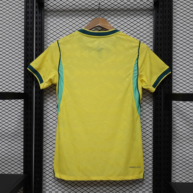 Player Version Women 2026  Brazil Yellow with Green Home Jersey