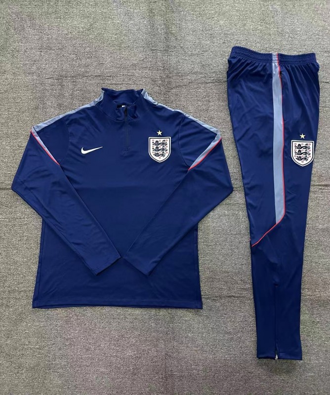 2026 Kids England Navy Blue  Half Zipper Jacket Tracksuit + Long Pants (Nike)