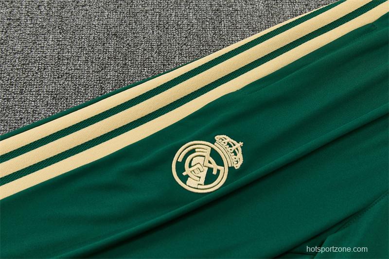 2026 Real Madrid Dark Green Camouflage  Half Zipper Jacket Tracksuit + Long Pants (Adidas)