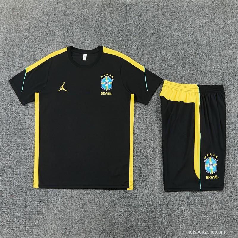 2026 Brazil Black & Yellow Short Sleeve+Soccer Shorts