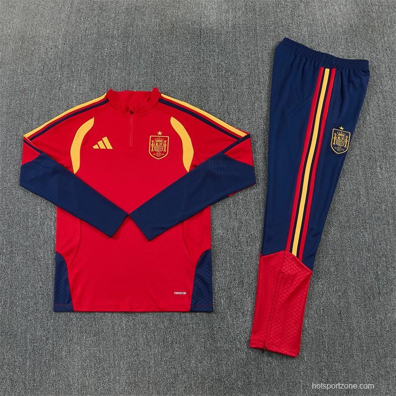 26/27 Spain Home Red Half Zipper Jacket Tracksuit + Long Pants