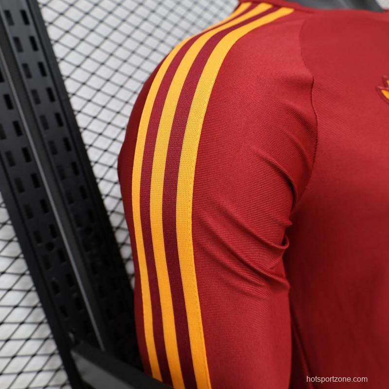 Player Version 2026 AS Roma Deep Red  84/85 Vintage Remake  Long Sleeve Home Jersey