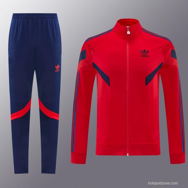 2026/27 Adidas Originals Red  Full Zipper Jacket Tracksuit + Navy Blue Long Pants