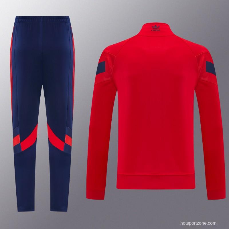 2026/27 Adidas Originals Red  Full Zipper Jacket Tracksuit + Navy Blue Long Pants