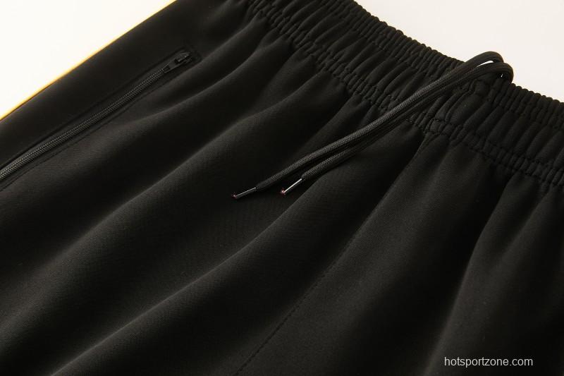 2026/27 AS Roma Burgundy & Gold Full Zipper Jacket Tracksuit +Black  Long Pants