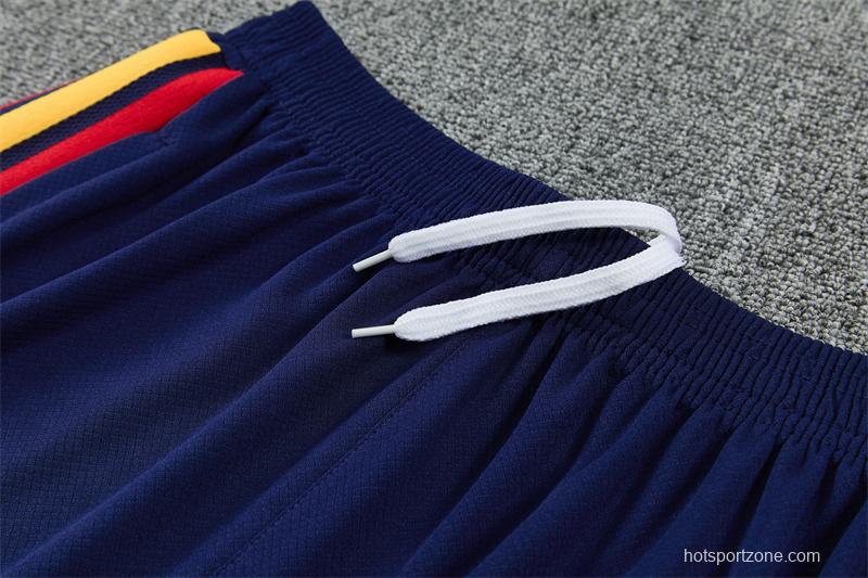 2026 Spain Navy Blue Multi-Color Diagonal Stripe Short Sleeve+Soccer Shorts